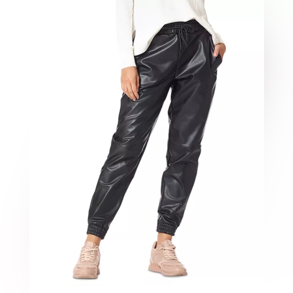 Hue Women's High-Rise Faux-Leather Jogger Pants size XL